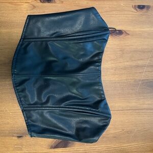 Showpo Black Leather-Look Corset Top